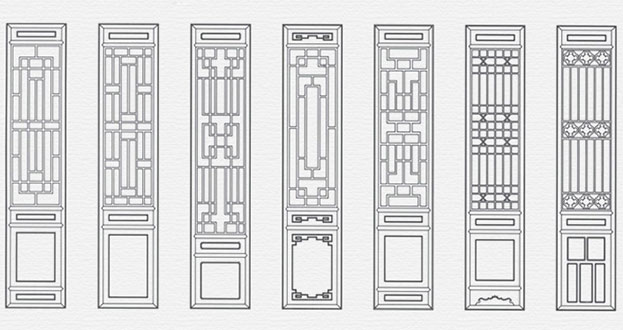 威宁常用中式仿古花窗图案隔断设计图